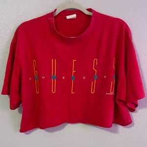 Vintage Guess Cropped Tee 100% Cotton Made in USA
